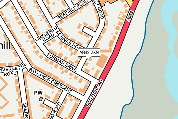 AB42 2XN map - OS OpenMap – Local (Ordnance Survey)
