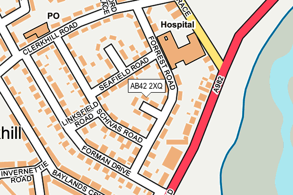 AB42 2XQ map - OS OpenMap – Local (Ordnance Survey)