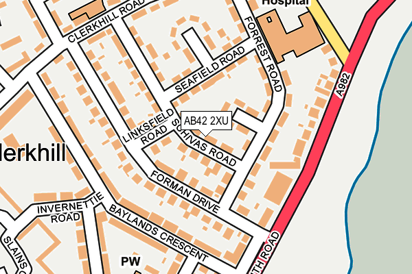 AB42 2XU map - OS OpenMap – Local (Ordnance Survey)