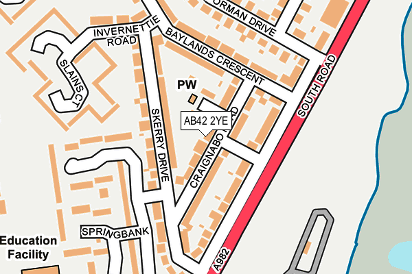 AB42 2YE map - OS OpenMap – Local (Ordnance Survey)