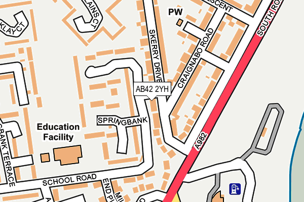 AB42 2YH map - OS OpenMap – Local (Ordnance Survey)