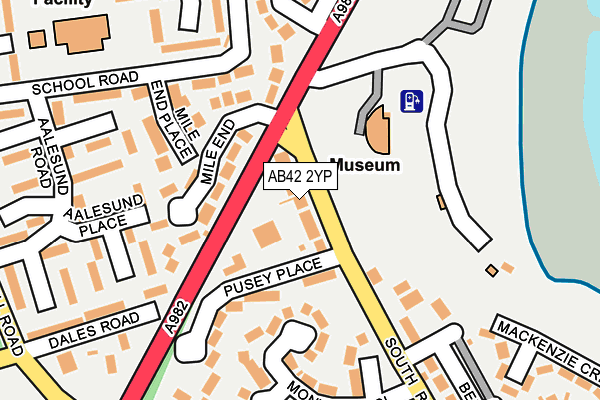 AB42 2YP map - OS OpenMap – Local (Ordnance Survey)