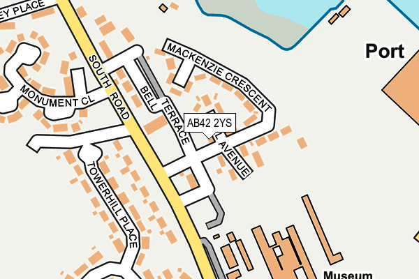 AB42 2YS map - OS OpenMap – Local (Ordnance Survey)