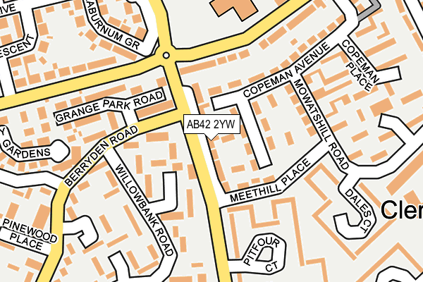 AB42 2YW map - OS OpenMap – Local (Ordnance Survey)