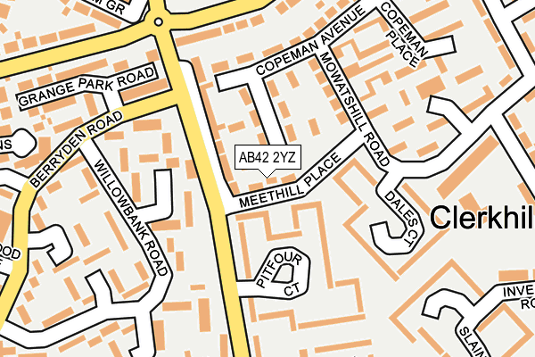 AB42 2YZ map - OS OpenMap – Local (Ordnance Survey)