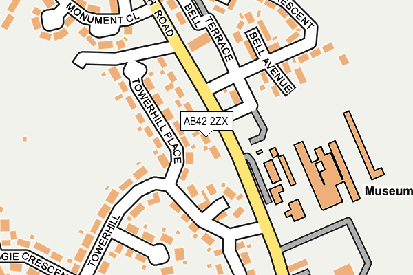 AB42 2ZX map - OS OpenMap – Local (Ordnance Survey)