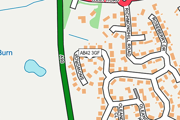 AB42 3GF map - OS OpenMap – Local (Ordnance Survey)