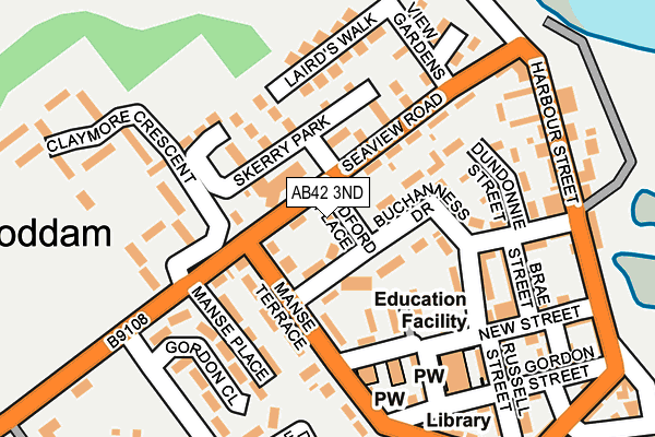 AB42 3ND map - OS OpenMap – Local (Ordnance Survey)