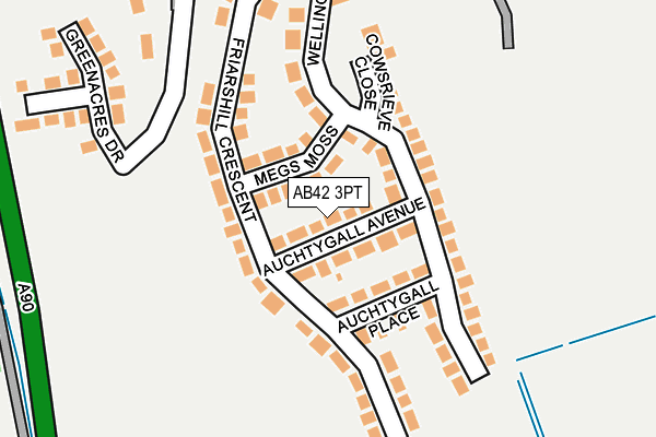 AB42 3PT map - OS OpenMap – Local (Ordnance Survey)