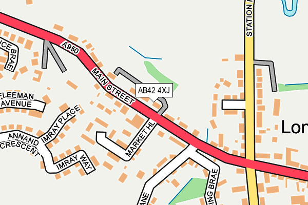 AB42 4XJ map - OS OpenMap – Local (Ordnance Survey)