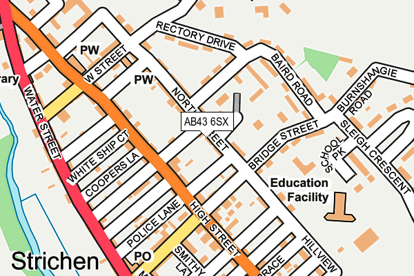 AB43 6SX map - OS OpenMap – Local (Ordnance Survey)