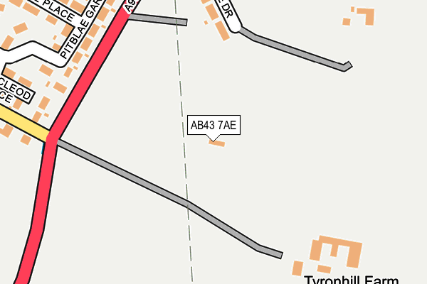 AB43 7AE map - OS OpenMap – Local (Ordnance Survey)