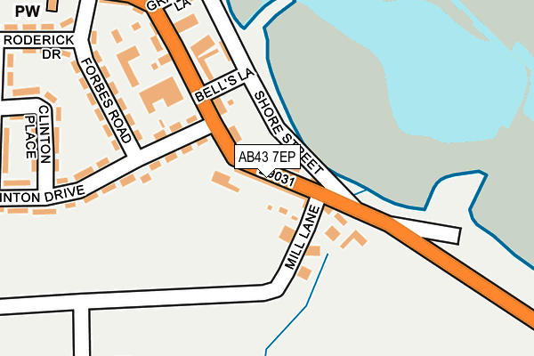 AB43 7EP map - OS OpenMap – Local (Ordnance Survey)