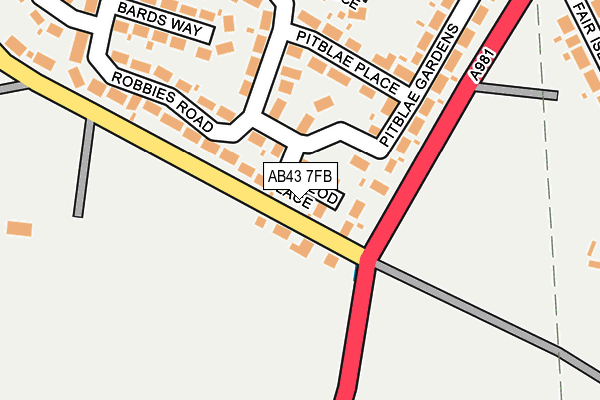 AB43 7FB map - OS OpenMap – Local (Ordnance Survey)