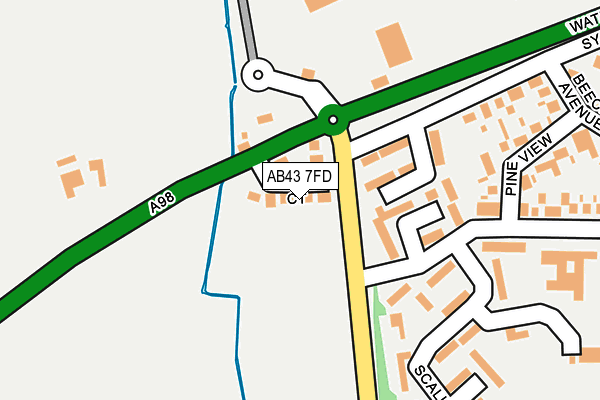 AB43 7FD map - OS OpenMap – Local (Ordnance Survey)