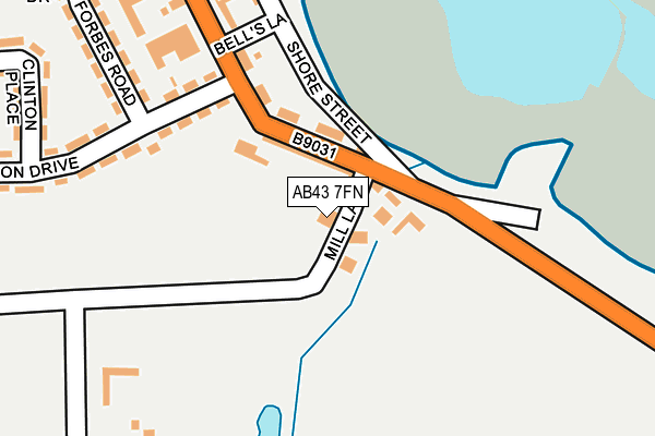 AB43 7FN map - OS OpenMap – Local (Ordnance Survey)
