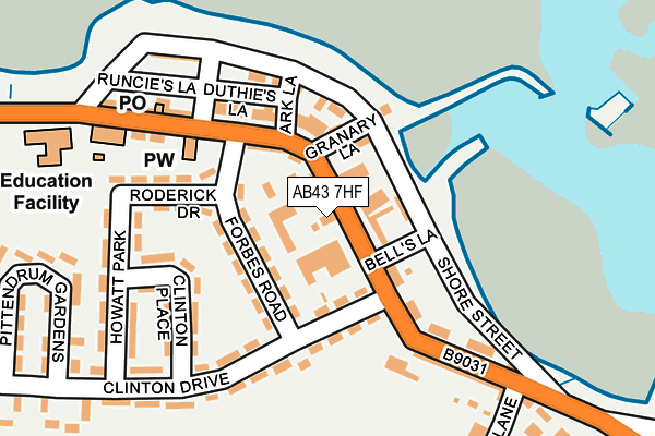 AB43 7HF map - OS OpenMap – Local (Ordnance Survey)