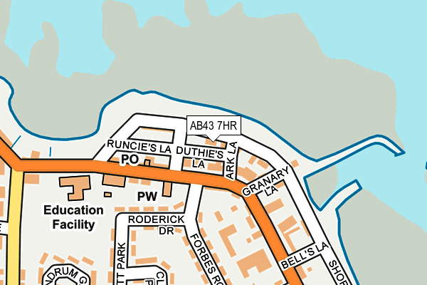 AB43 7HR map - OS OpenMap – Local (Ordnance Survey)