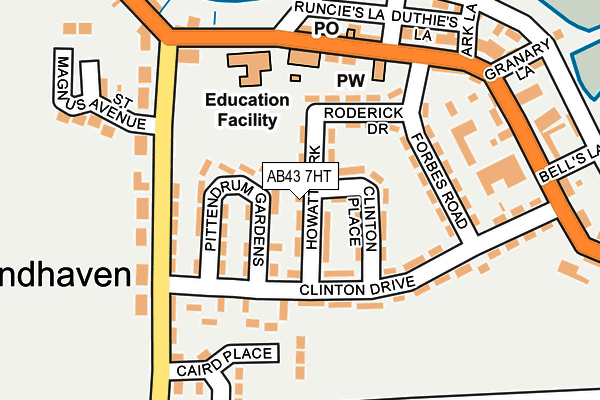 AB43 7HT map - OS OpenMap – Local (Ordnance Survey)