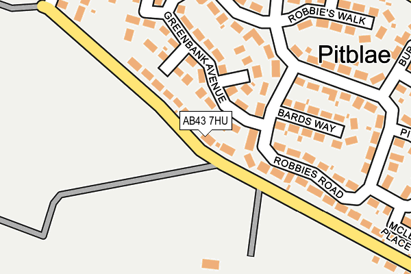 AB43 7HU map - OS OpenMap – Local (Ordnance Survey)