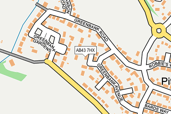 AB43 7HX map - OS OpenMap – Local (Ordnance Survey)