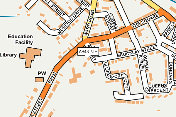AB43 7JE map - OS OpenMap – Local (Ordnance Survey)