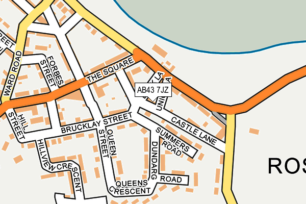 AB43 7JZ map - OS OpenMap – Local (Ordnance Survey)