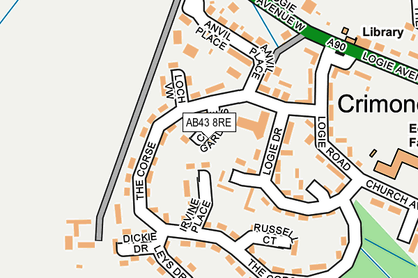 AB43 8RE map - OS OpenMap – Local (Ordnance Survey)