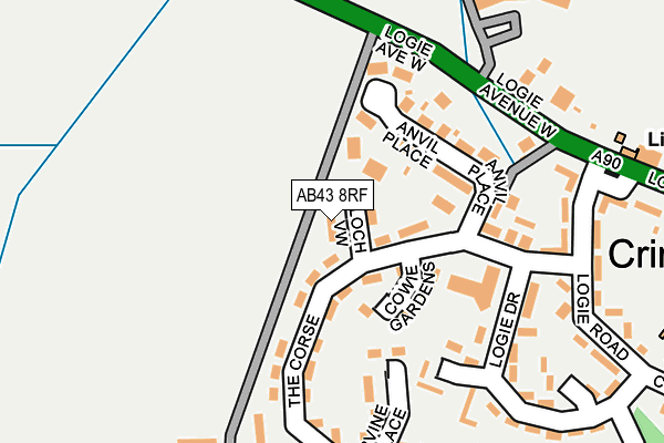 AB43 8RF map - OS OpenMap – Local (Ordnance Survey)