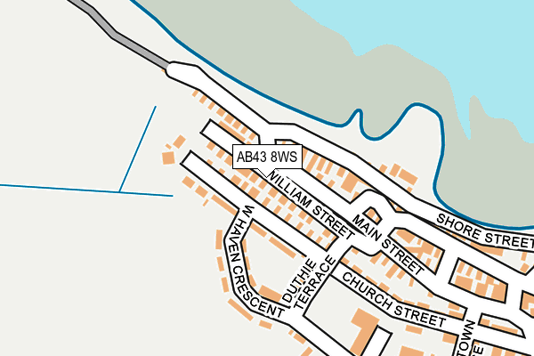 AB43 8WS map - OS OpenMap – Local (Ordnance Survey)