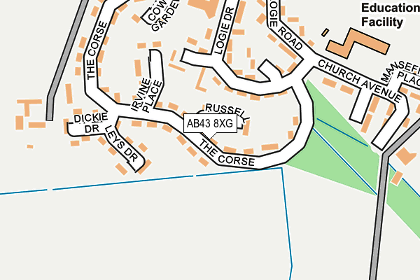 AB43 8XG map - OS OpenMap – Local (Ordnance Survey)