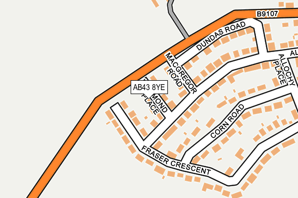 AB43 8YE map - OS OpenMap – Local (Ordnance Survey)