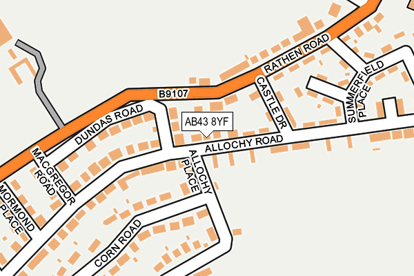 AB43 8YF map - OS OpenMap – Local (Ordnance Survey)