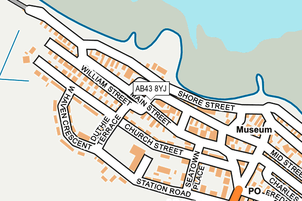 AB43 8YJ map - OS OpenMap – Local (Ordnance Survey)
