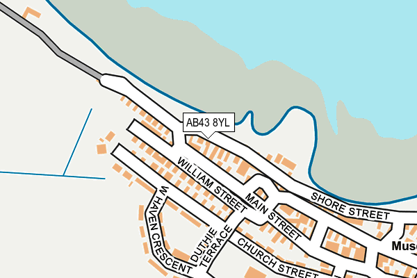 AB43 8YL map - OS OpenMap – Local (Ordnance Survey)