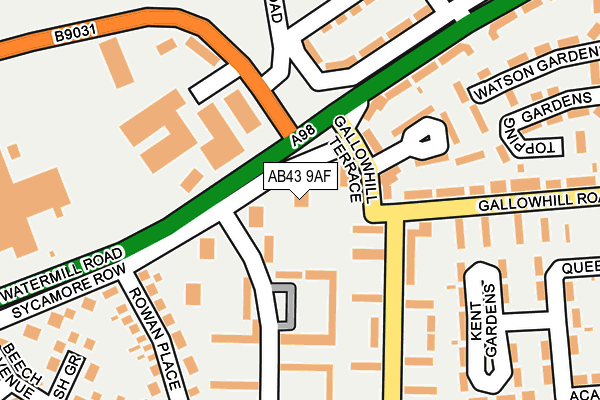 AB43 9AF map - OS OpenMap – Local (Ordnance Survey)