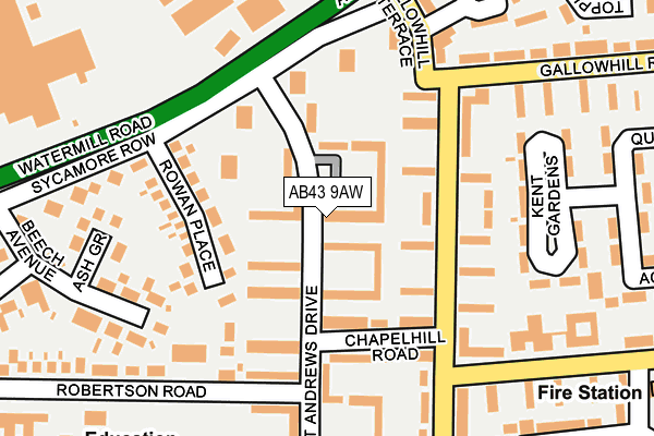 AB43 9AW map - OS OpenMap – Local (Ordnance Survey)