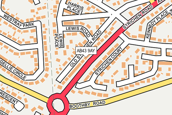 AB43 9AY map - OS OpenMap – Local (Ordnance Survey)