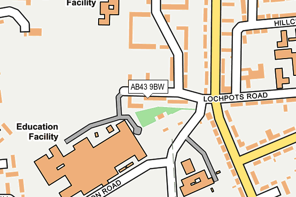 AB43 9BW map - OS OpenMap – Local (Ordnance Survey)