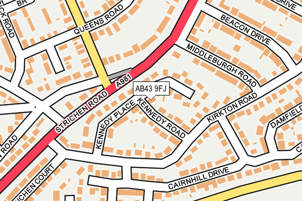 AB43 9FJ map - OS OpenMap – Local (Ordnance Survey)