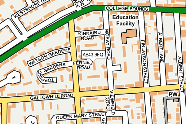 AB43 9FQ map - OS OpenMap – Local (Ordnance Survey)