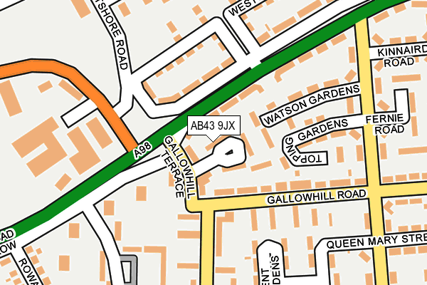 AB43 9JX map - OS OpenMap – Local (Ordnance Survey)