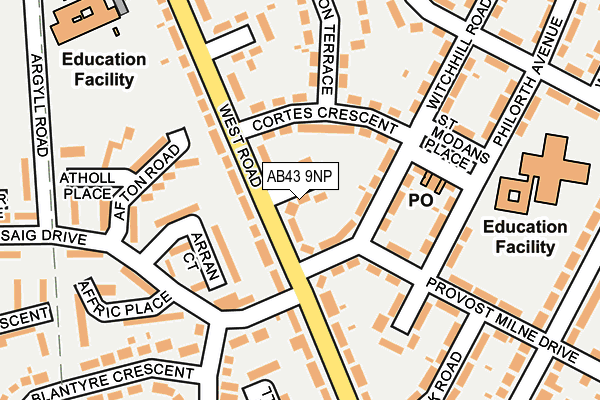 AB43 9NP map - OS OpenMap – Local (Ordnance Survey)