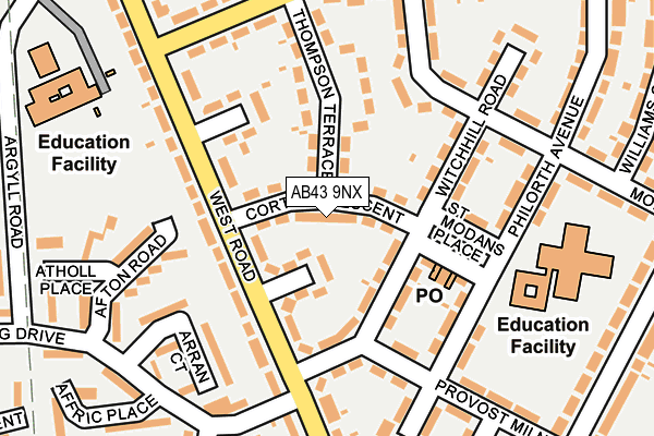 AB43 9NX map - OS OpenMap – Local (Ordnance Survey)