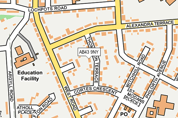 AB43 9NY map - OS OpenMap – Local (Ordnance Survey)
