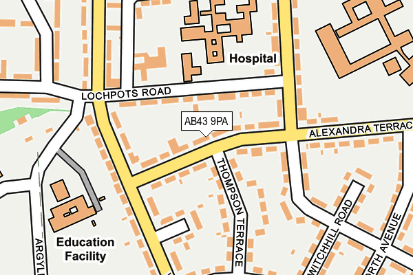 AB43 9PA map - OS OpenMap – Local (Ordnance Survey)