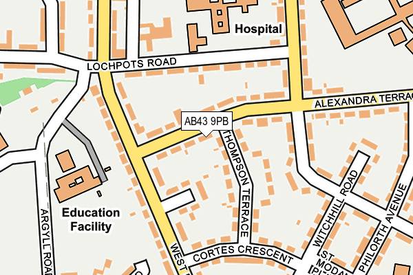 AB43 9PB map - OS OpenMap – Local (Ordnance Survey)