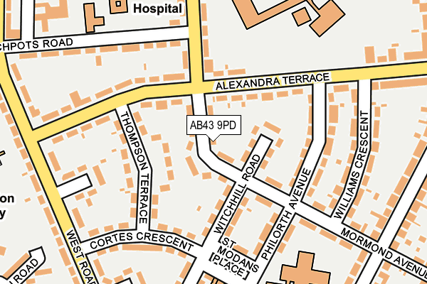 AB43 9PD map - OS OpenMap – Local (Ordnance Survey)