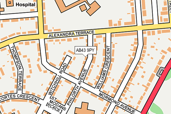 AB43 9PY map - OS OpenMap – Local (Ordnance Survey)
