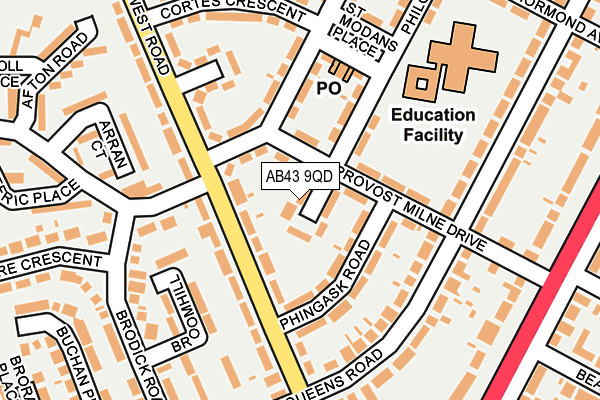AB43 9QD map - OS OpenMap – Local (Ordnance Survey)